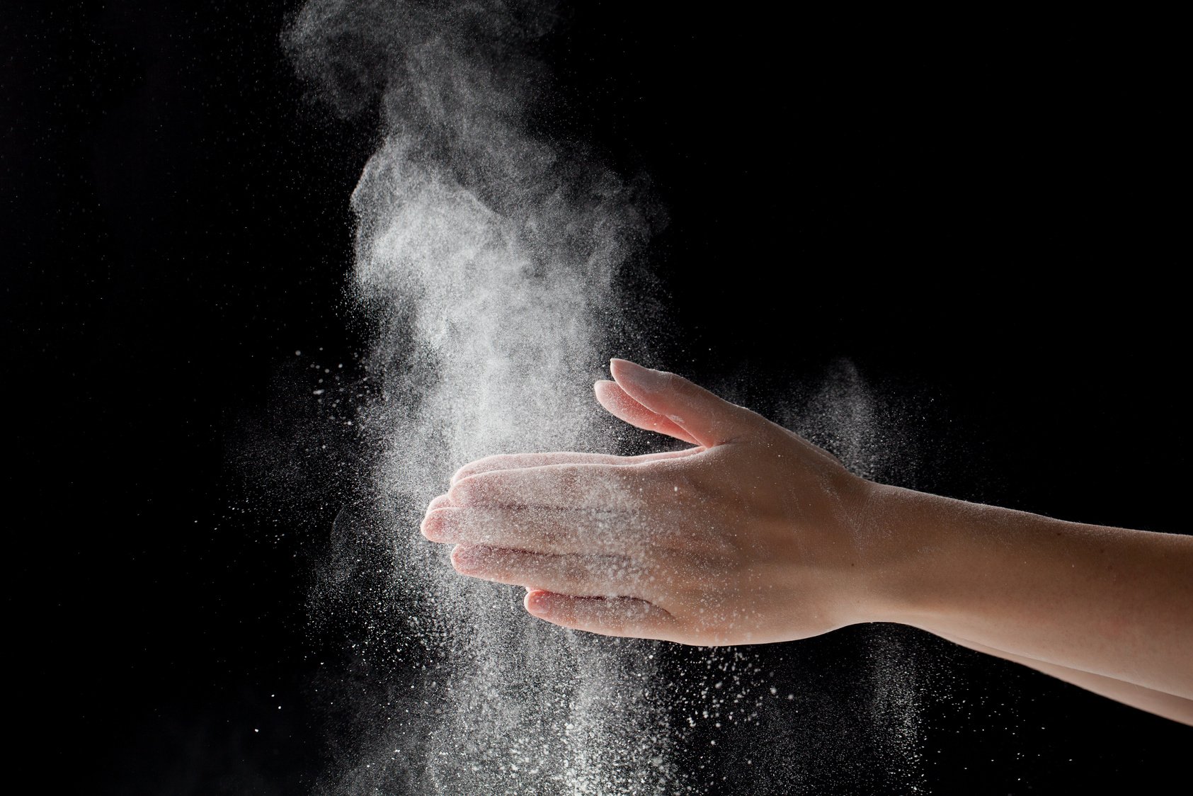 Chalk Magnesium Carbonate hands clapping woman